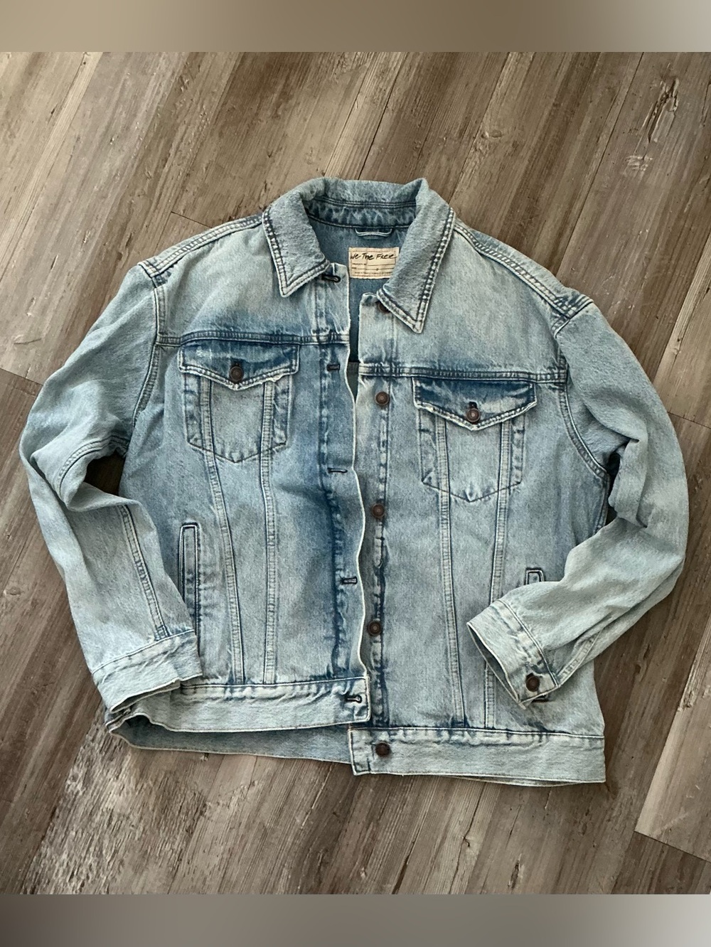 We The Free Light Blue Washed Denim Jacket